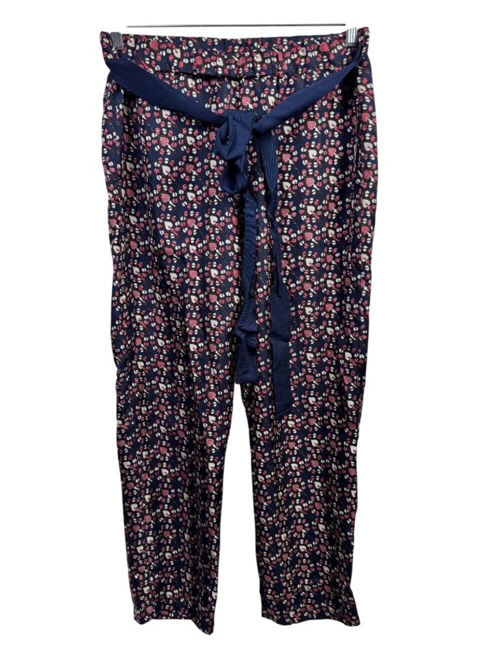 Raquel Allegra 100% Silk Pants Belt Women Size 2 Blue red Lightweight Luxury